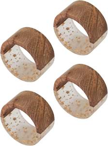 Multi Design Resin Wood & Metal Napkin Holder India Manufacturer Cheap <b>Plain</b> Brown Napkin <b>Ring</b> Handmade of Acacia Wood - Product Image 3