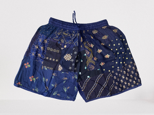 Indian Handmade Bottle Green <b>Super</b> Comfy Unisex Patchwork <b>Shorts</b> / Handmade Rayon Patchwork <b>Shorts</b> / Boho Hippie Summer Unisex - Product Image 4