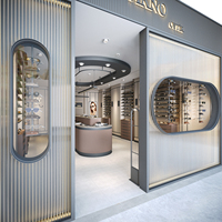 Conception personnalisée haut de gamme pour magasin d'optique, présentoirs complets pour lunettes, accessoires et service de décoration intérieure pour opticiens