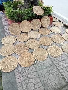 Typha Design Round Rattan <b>Placemat</b> Handwoven Water Hyacinth <b>Wicker</b> Weave Natural Raw Processing Drinks Mat - Product Image 4