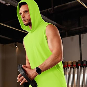 Mens Workout Hooded Tank Tops Sports Bodybuilding Stringer Muscle Cut Off T-Shirt <b>Sleeveless</b> Gym <b>Hoodies</b> Breathable Cheap Price - Product Image 3