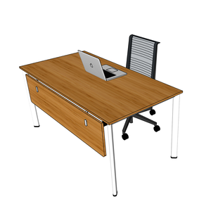 Stylish <b>Simple</b> Metal Gaming <b>Desk</b> with Portable Oval Bamboo Top & Storage Drawers (160x80cm) - Product Image 2