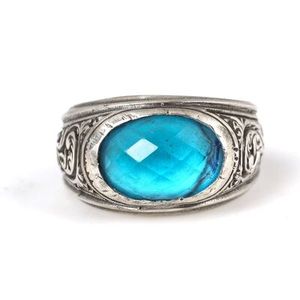 Bague pour homme en argent sterling 925 avec pierre d'aquamarine bleue ovale naturelle facettée, sertie en clos, idéale pour un cadeau - Product Image 4