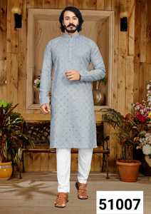 Ropa de fiesta informal festiva para hombre, pijama de algodón Slub Kurta de colores a la moda, atuendo indio de compras en línea, última colección 2022 - Product Image 2