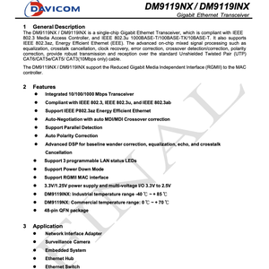 Davicom dm9119inx Giga LAN 10/100/1000Mbps Ethernet PHY thu phát chip - Product Image 2