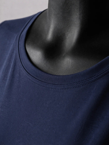 Women's <b>Navy</b> Blue Cotton T-Shirt Slim Fit Crew Neck Short Sleeve Casual Solid Color Jersey <b>Top</b> All Seasons - Product Image 6