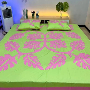 Handmade All-New Style Cotton <b>Quilt</b> Light Hawaiian Floral Printed High Quality Hotels <b>Bedding</b> Set with Warm Bed Sheet - Product Image 1