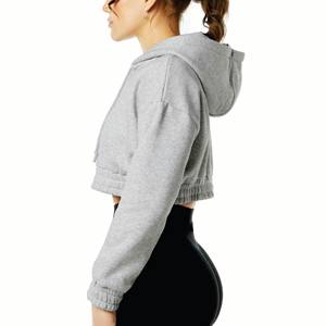 Sudadera con capucha y cremallera de forro polar para mujer, de manga larga, estilo crop top, con cordón, personalizada, de peso pesado, al por mayor - Product Image 3