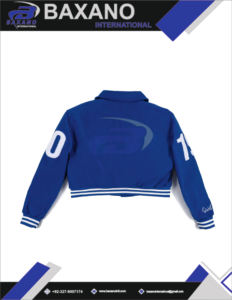 Chaqueta Universitaria para Mujer de la Hermandad Zeta Phi Beta, Chaqueta Corta de Invierno de Lana Transpirable, Diseño Clásico Azul con Bordado y Cuello Alto - Product Image 5