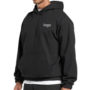 Sudaderas con Capucha de Algodón Cálido para Hombre, Color Negro con Bolsillo, Resistentes al Viento, con Dobladillo y Puños Elásticos, Logotipo de Marca Personalizado, Sudadera Informal - Product Image 2