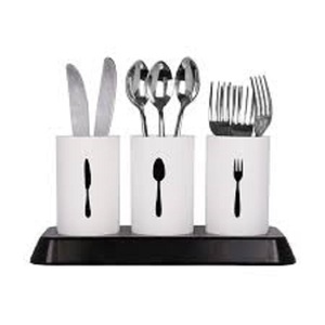 Stainless Steel <b>Kitchen</b> <b>Utensil</b> <b>Holder</b> Flatware & Silverware Organizer Cutlery Caddy <b>Holder</b> with Black Resin Base Cutlery <b>Holder</b> - Product Image 1