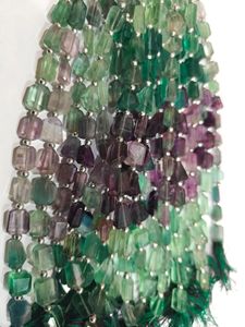 Cuentas de forma caída de pepitas de 8 a 12mm facetadas de briolette multicolor de fluorita natural vendidas por hebra de 8 pulgadas de largo - Product Image 5