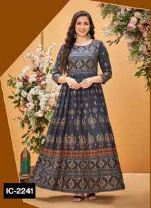 Vêtements indiens ethniques rayonne Anarkali Style Kurtis Heavy Hit Print Plus Size Casual Wear pour les femmes indiennes musulmanes vêtements pakistanais - Product Image 6
