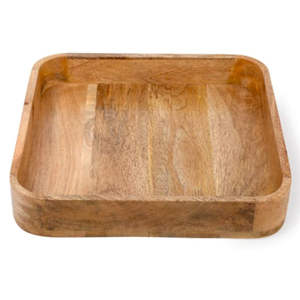 Plateau de service carré en bois aspect naturel Plateau de service décoratif - Product Image 1
