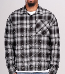 เสื้อเชิ๊ตผ้าสักหลาดลายสก็อตสำหรับผู้ชายเสื้อเชิ้ตผ้าสักหลาดลายสก็อตผ้าฝ้าย100% ลำลองเสื้อผ้าสำนักงานระบายอากาศได้ดีเสื้อเชิ๊ตผ้าสักหลาดสำหรับผู้ชาย - Product Image 3