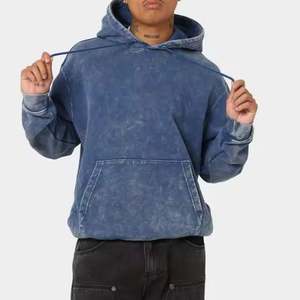 Vente directe d'usine 2025, sweats à capuche pour hommes en coton 100% avec effet délavé, logo personnalisé, impression sérigraphique, sweats à capuche d'hiver - Product Image 1