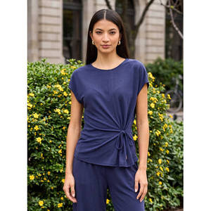 Ladies <b>Bohemian</b> Chiffon <b>Top</b> with Extended Sleeves and Tie-Up - Product Image 1