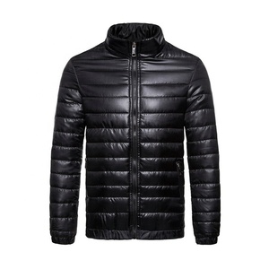 OEM personalizado ligero 2025 abrigo de invierno para los hombres burbuja chaqueta acolchada con logotipo frontal de lona bolsillo cálido - Product Image 3