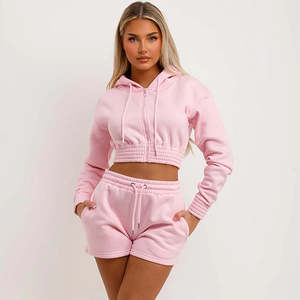 2025 New Arrival Custom Oversized Hoodie & Above Knee Sweat <b>Shorts</b> Set for <b>Women</b> Embroidered Sports Wear Top & Bottom <b>Loose</b> Fit - Product Image 3