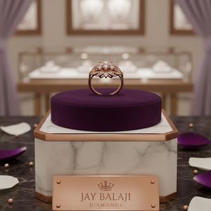 Bague en or rose 14 carats avec pierre précieuse en diamant, inspirée des fleurs, pour fiançailles, mariage, anniversaire ou fête - Product Image 1