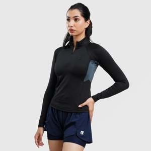 เสื้อครึ่งซิปสีดำ 0.2 GA สำหรับออกกำลังกาย เสื้อผ้าออกกำลังกายระดับพรีเมียม - Product Image 3