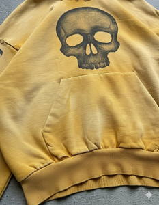 Sweats à capuche imprimés personnalisés 100% coton, sweats à capuche lourds, sweats à capuche vierges lavés et délavés, sweats à capuche courts et amples avec impression de crâne - Product Image 3