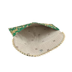 Monedero de Mano de Seda Verde con Bordado de Alta Calidad para Mujer, Cierre de Botón, Elegante Clip para Billetes, 8 Ranuras para Tarjetas, Algodón Orgánico - Product Image 3