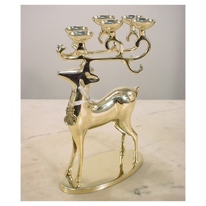 <b>Black</b> <b>Polished</b> Aluminium Reindeer Pillar Candle Holder For Table Top Decor Home Christmas Festival Lighting Decorative - Product Image 2