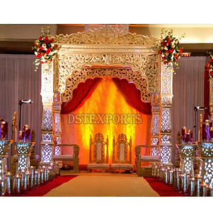 ใหม่ Jodha Akbar Mandap สำหรับงานแต่งงานงานแต่งงานราคาดีที่สุดแกะสลักสูง mandaps สี่เหลี่ยมทองคำสำหรับอินเดียตกแต่งงานแต่งงาน UK - Product Image 5