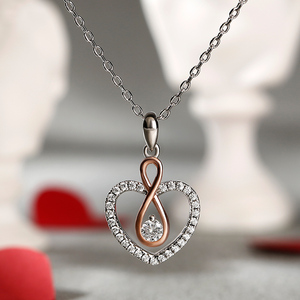 Jeulia "You Complete Me" <b>Infinity</b> Heart Sterling Silver Diamond <b>Necklace</b> - Product Image 4