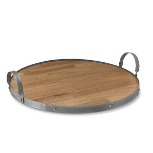 Amazing Iron Metal and Wooden Serving <b>Tray</b> With Handle Round Shape for Home & Hotel Tabletop Food & <b>Drinks</b> Serving <b>Trays</b> - Product Image 4