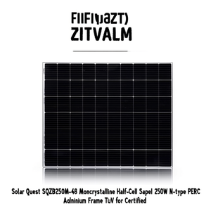แผงโซลาร์เซลล์ Solar Quest SQZB250M-48 โมโนคริสตัลไลน์แบบฮาล์ฟเซลล์ 250 วัตต์ ชนิด N-Type PERC โครงอะลูมิเนียม ได้รับการรับรองมาตรฐาน TUV - Product Image 2