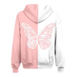 Sudaderas con capucha para mujer, estampado de mariposa, cordón, cremallera, manga larga, sudaderas para mujer, Otoño, informal, estampado, cremallera, Tops con capucha, blusa - Product Image 4