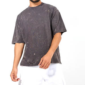 Ropa de calle Último diseño Hombres Acid Wash Camisetas Color sólido Crew 100% Algodón Tamaño adulto Hombres Acid Wash Camisetas - Product Image 1