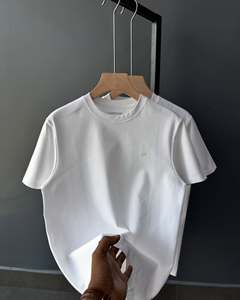 Camiseta de punto de cuello redondo liso para mujer, camiseta informal elegante con cuentas, jersey de cuello redondo, camisetas finas de manga corta - Product Image 6