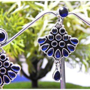 925 Sterling Silver Vintage Style <b>Earring</b> Stud Handmade Blue <b>Onyx</b> Gemstone Blue <b>Onyx</b> <b>Earring</b> Stud Gift for Women - Product Image 3