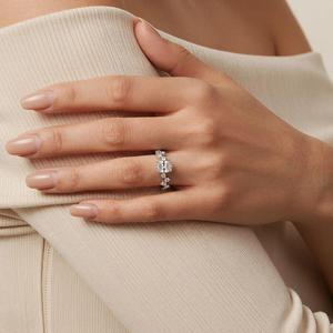 Jeulia Classic Oval Heartbeat Engagement <b>Ring</b> with White Gold Copper Setting - Product Image 5