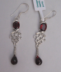 Pendientes de gota de granate natural para mujer Shah Gems, plata de ley 925, oro rosa, engaste de diamantes, forma de gota de agua - Product Image 1