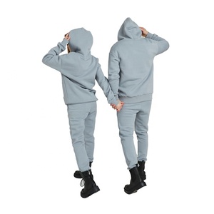 Ensemble de survêtement pour couple tendance, lourd, à capuche, vêtements de sport et streetwear, 100% coton, respirant, séchage rapide, FTI-TS-011 - Product Image 3