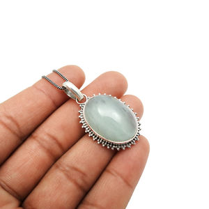 Colgante de piedras preciosas naturales de aguamarina, Plata de Ley 925, Fabricante Mayorista, proveedor exportador, joyería clásica hecha a mano India - Product Image 4