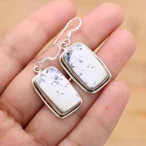 Dendrite Opal 925 Sterling Silver Gemstone Hook <b>Earrings</b> Handmade Jewelry Women Fashion Dangle Gift - Product Image 4