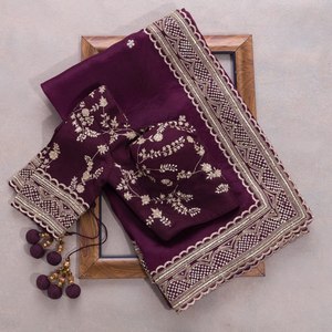 Designer Exclusive Latest Export Fancy Silk Fabric Embroidery <b>Blouse</b> <b>Sari</b> Saree Ethnic Bridal Weddings Stunning Trendy Tunic - Product Image 2