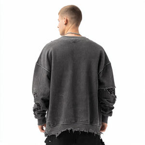 Ensemble de survêtement en molleton surdimensionné à lavage acide brodé, jogging ample, lavage vintage, survêtement pour homme, sweat-shirts à épaules tombantes pour l'hiver - Product Image 2