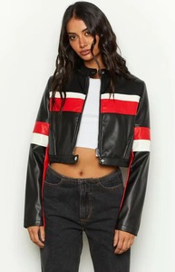 Chaqueta de Motocicleta de Piel de Oveja para Mujer, Cierre Frontal con Cremallera, Tacto Suave, Cintura Ajustable, Ajuste Favorecedor, Pana, Ecológica, para Invierno - Product Image 4