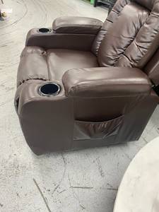 Nous fournissons la meilleure fauteuil inclinable manuelle contemporaine en similicuir avec porte-gobelet et rangement latéral - Product Image 4