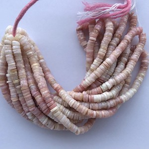 6mm Natural Peruvian Pink Opal Stone Ombre Faceted Tyre <b>Heishi</b> <b>Beads</b> at Best Wholesale Factory Price Online Dealer Supplier Shop - Product Image 2