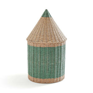 Panier à jouets en osier tissé à la main de grande capacité pour salle de jeux, panier à linge en rotin vert en forme de crayon - Product Image 6