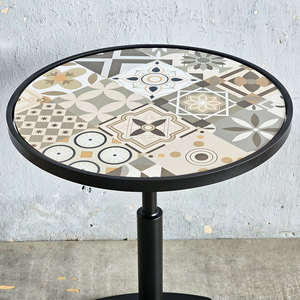 CFD68165 Restaurant <b>Table</b> <b>Round</b> Glass Top with Square Base Elegant and Stylish for Dining Areas - Product Image 3