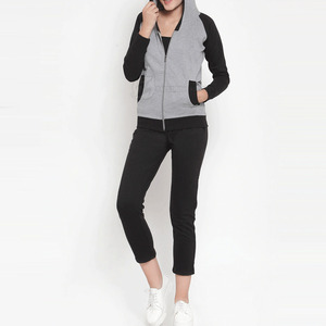 Women's Customizable 100% Cotton Tracksuit <b>Set</b> Stand Collar Solid Casual <b>Knitting</b> Breathable Quick Dry Workout Running One <b>Set</b> - Product Image 3