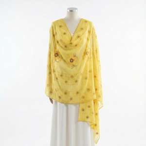 Yellow Wholesale Durable African Floral Chiffon <b>Scarf</b> Muslim Ethnic Shawls Breathable Big Hijab Rhinestone Embroidery Summer - Product Image 3